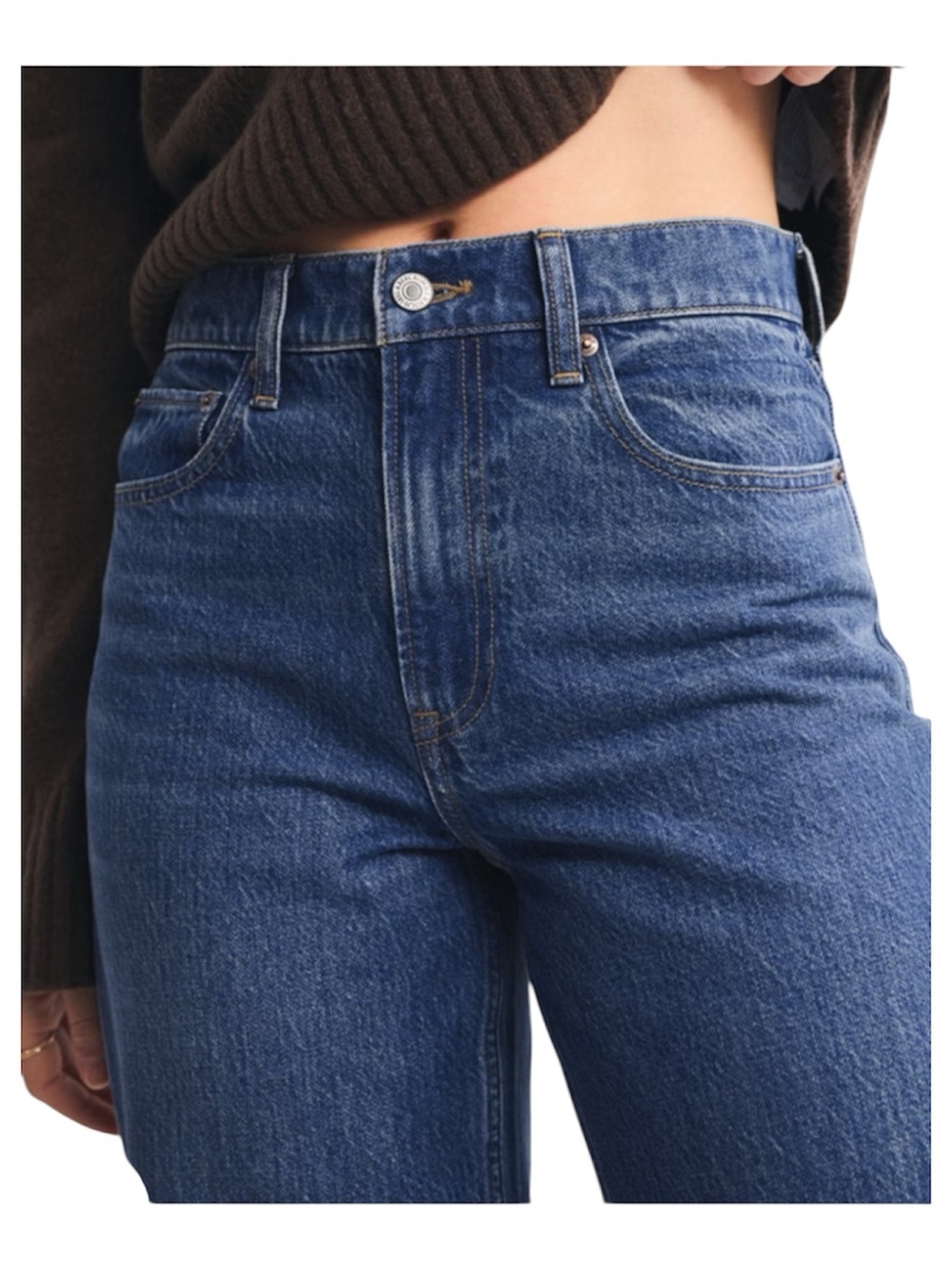 Abercrombie & Fitch Wide-Leg Jeans in Dark Blue Wash Size 25 Regular - Picture 4 of 11